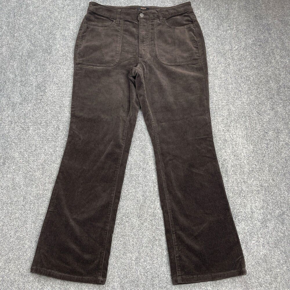 Quince Organic Cotton Stretch Corduroy Flare Pants Womens 12 High Rise Expresso